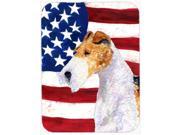 USA American Flag with Fox Terrier Glass Cutting Board Large