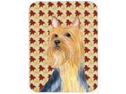 Silky Terrier Fall Leaves Portrait Glass Cutting Board Large