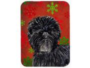 Affenpinscher Red and Green Snowflakes Christmas Glass Cutting Board Large