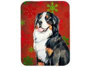 Bernese Mountain Dog Red Green Snowflakes Christmas Glass Cutting Board Large