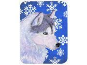Siberian Husky Winter Snowflakes Holiday Glass Cutting Board Large