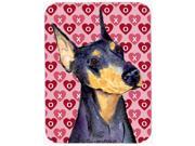 Doberman Hearts Love and Valentine s Day Portrait Glass Cutting Board Large