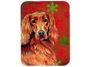 Irish Setter Red and Green Snowflakes Christmas Glass Cutting Board Large