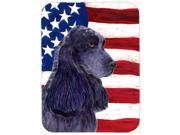 USA American Flag with Cocker Spaniel Glass Cutting Board Large