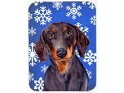 Dachshund Winter Snowflakes Holiday Glass Cutting Board Large