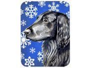 Flat Coated Retriever Winter Snowflakes Holiday Glass Cutting Board Large