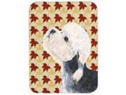 Dandie Dinmont Terrier Fall Leaves Portrait Glass Cutting Board Large