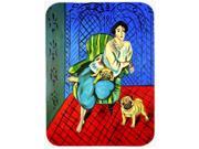 Lady with her Pug Glass Cutting Board Large