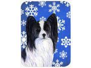 Papillon Winter Snowflakes Holiday Glass Cutting Board Large