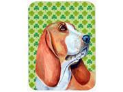 Basset Hound St. Patrick s Day Shamrock Portrait Glass Cutting Board Large