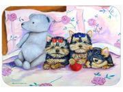 Yorkie Puppies three in a row Glass Cutting Board Large