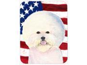 USA American Flag with Bichon Frise Glass Cutting Board Large
