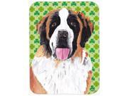 Saint Bernard St. Patrick s Day Shamrock Portrait Glass Cutting Board Large