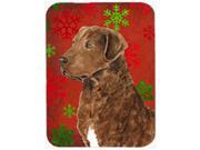 Chesapeake Bay Retriever Red Snowflakes Christmas Glass Cutting Board Large