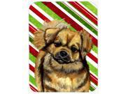 Tibetan Spaniel Candy Cane Holiday Christmas Glass Cutting Board Large