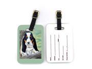 Pair of 2 Basset Hound at the tree Luggage Tags