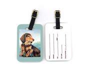 Pair of 2 Dachshund chocolate and tan Long Haired Luggage Tags