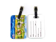 Pair of 2 Harbour Scene with Sailboat Luggage Tags