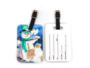 Snowman with Australian Shepherd Luggage Tags Pair of 2