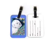 Pair of 2 Bichon Frise in the flowers Luggage Tags