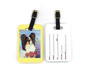 Pair of 2 Papillon with Butterfly Luggage Tags