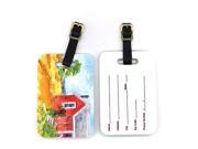 Pair of 2 Red Cottage House at the lake or Beach Luggage Tags