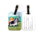 Pair of 2 Basset Hound Double Trouble Luggage Tags