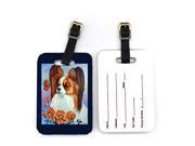 Pair of 2 Papillon in the roses Luggage Tags