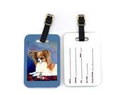 Pair of 2 Sable Papillon with a Butterfly and rose Luggage Tags