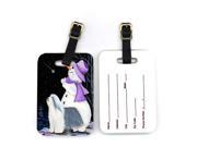Snowman with Bearded Collie Luggage Tags Pair of 2