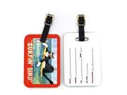 Pair of 2 Black and white Cat Surfin Bird Luggage Tags