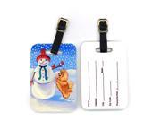 Snowman with Pomeranian Luggage Tags Pair of 2
