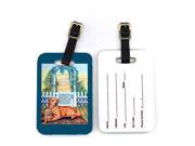 Pair of 2 Golden Retriever with puppy at the gate Luggage Tags