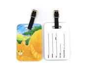 Pair of 2 Orange Tabby Cat on the Green Golfer Luggage Tags