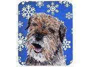 Border Terrier Blue Snowflake Winter Glass Cutting Board Large