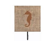 Sea Horse Burlap and Brown Leash or Key Holder BB1018