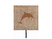 Dolphin Burlap and Brown Leash or Key Holder BB1025