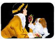 Lady with her Yorkie Glass Cutting Board Large