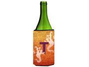Halloween Ghosts Monogram Initial Letter T Wine Bottle Beverage Insulator Beverage Insulator Hugger