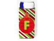 Christmas Oranment Holiday Monogram Initial Letter F Ultra Beverage Insulators for slim cans CJ1039 FMUK