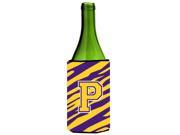 Monogram Tiger Stripe Purple Gold Initial P Wine Bottle Beverage Insulator Beverage Insulator Hugger
