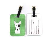 Pair of Green Checkered Bull Terrier Luggage Tags BB1132BT