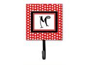 Letter M Initial Monogram Red Black Polka Dots Leash Holder or Key Hook