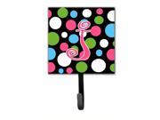 Letter J Initial Monogram Polkadots and Pink Leash Holder or Key Hook