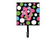 Letter B Initial Monogram Polkadots and Pink Leash Holder or Key Hook