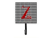 Letter Z Initial Monogram Houndstooth Black Leash Holder or Key Hook