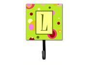 Letter L Initial Monogram Green Leash Holder or Key Hook