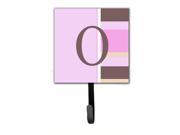 Letter O Initial Monogram Pink Stripes Leash Holder or Key Hook