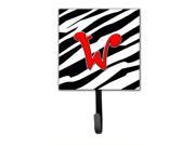 Letter W Initial Monogram Zebra Red Leash Holder or Key Hook