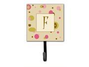 Letter F Initial Monogram Tan Dots Leash Holder or Key Hook